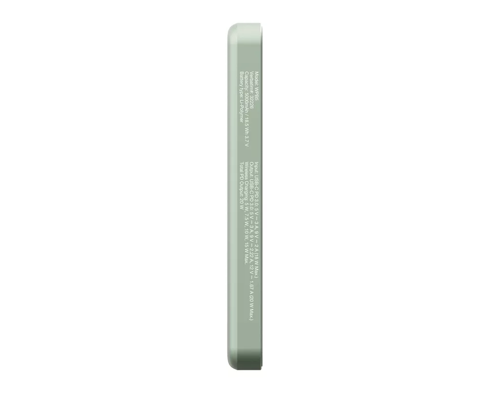 Външна батерия Verbatim Charge 'n' Go Essentials Power Bank Magnetic Wireless 5000mAh Green 7