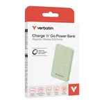 Външна батерия Verbatim Charge 'n' Go Essentials Power Bank Magnetic Wireless 5000mAh Green 5
