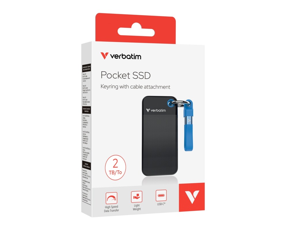 SSD Verbatim Pocket SSD USB 3.2 Gen 2 2TB Black/Blue 5