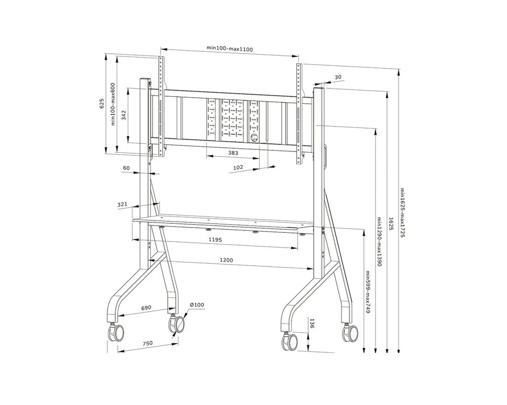 Стойка Neomounts Move Go XL Mobile Floor Stand (fast install 16