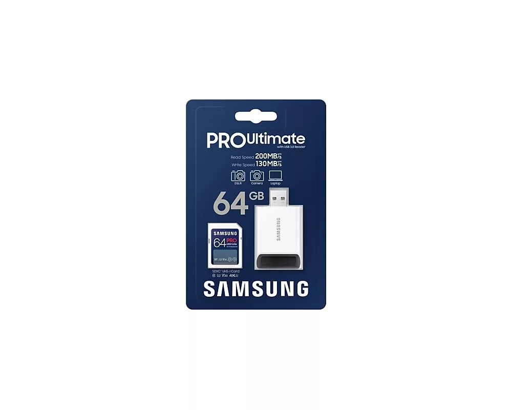 Флаш карта Samsung 64GB SD Card PRO Ultimate with USB Reader 7