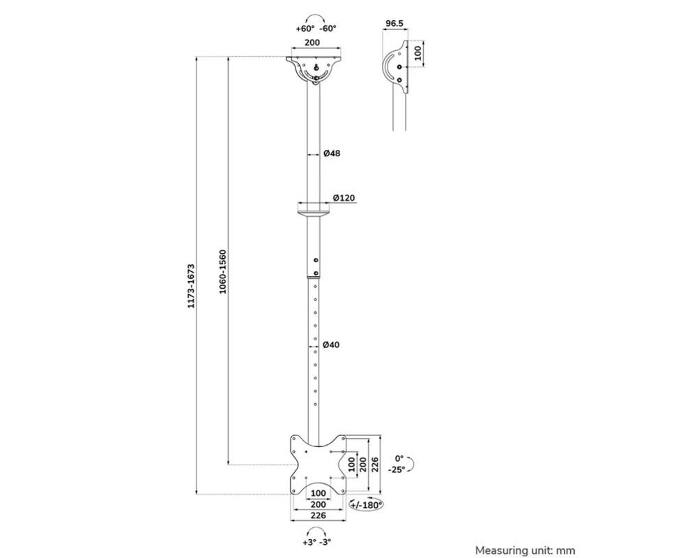 Стойка Neomounts Flat Screen Ceiling Mount (Height: 106-156 cm) 18