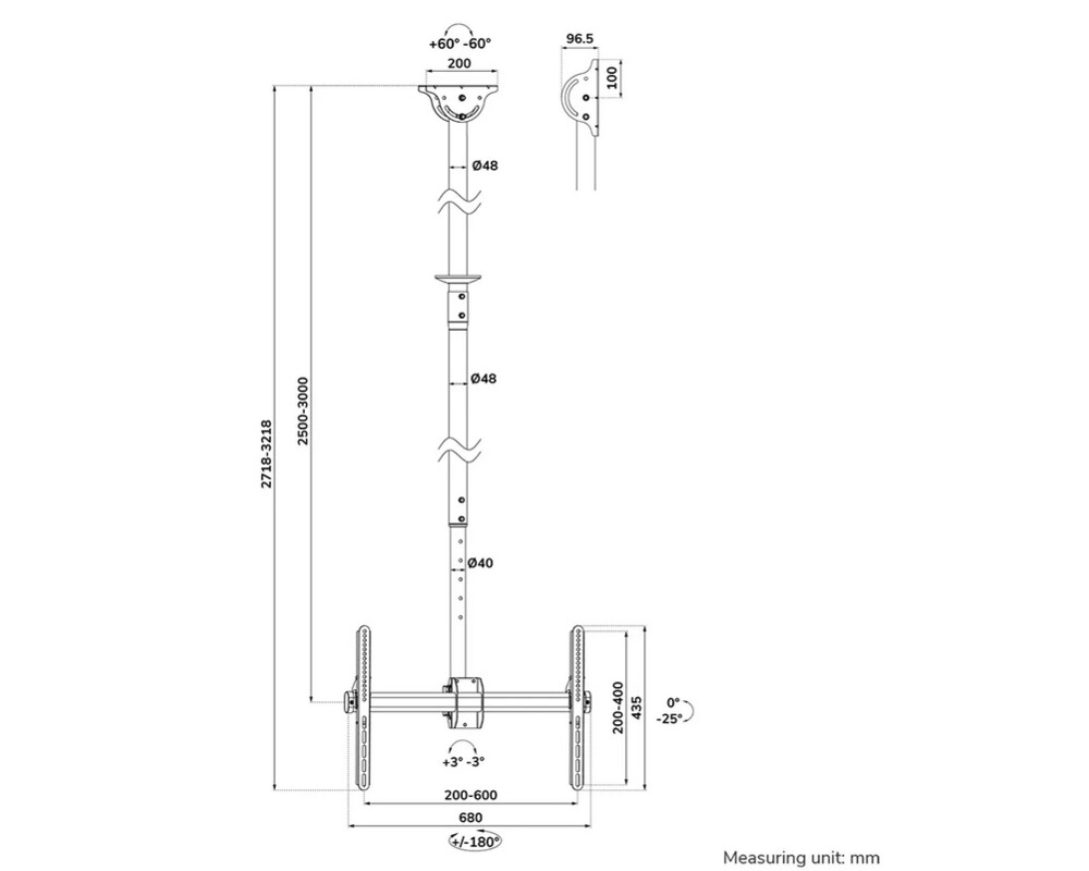 Стойка Neomounts Flat Screen Ceiling Mount (Height: 250-300 cm) 18