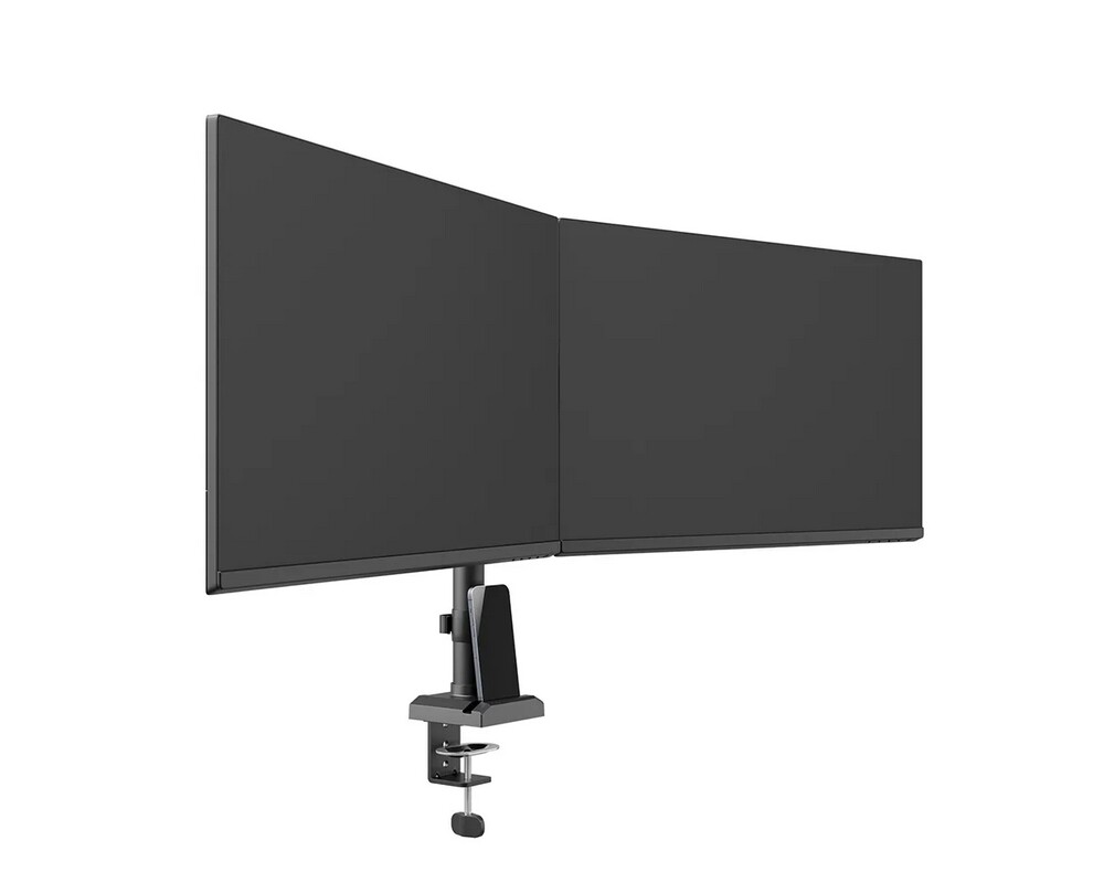 Стойка Neomounts Nero Double Flat Screen Desk Mount (phone holder+Quick-fix clamp/grommet) 13