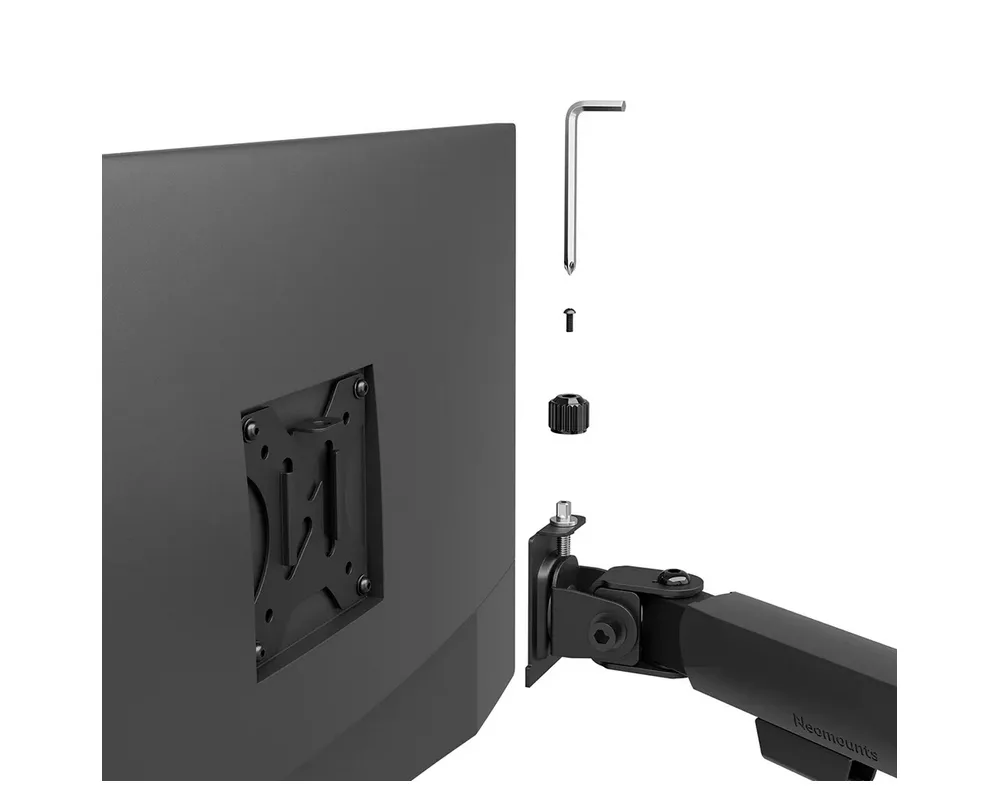 Стойка Neomounts Nero Double Flat Screen Desk Mount (phone holder+Quick-fix clamp/grommet) 11