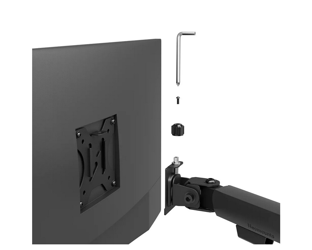 Стойка Neomounts Nero Double Flat Screen Desk Mount (phone holder+Quick-fix clamp/grommet) 11
