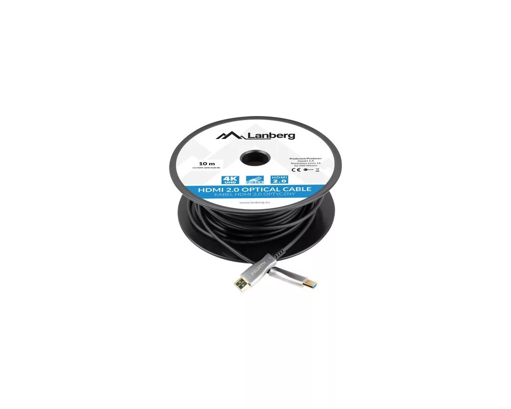 Кабел Lanberg HDMI M/M v2.0 cable 10m optical black aoc 3