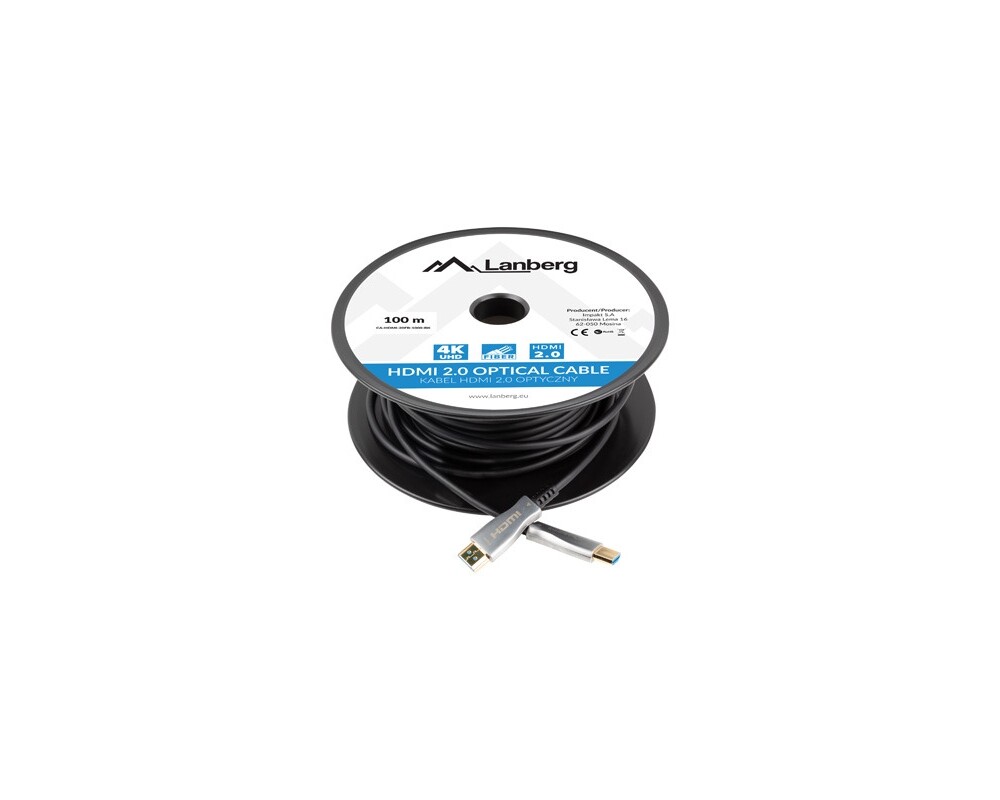Кабел Lanberg HDMI M/M v2.0 cable 100m optical black aoc 3