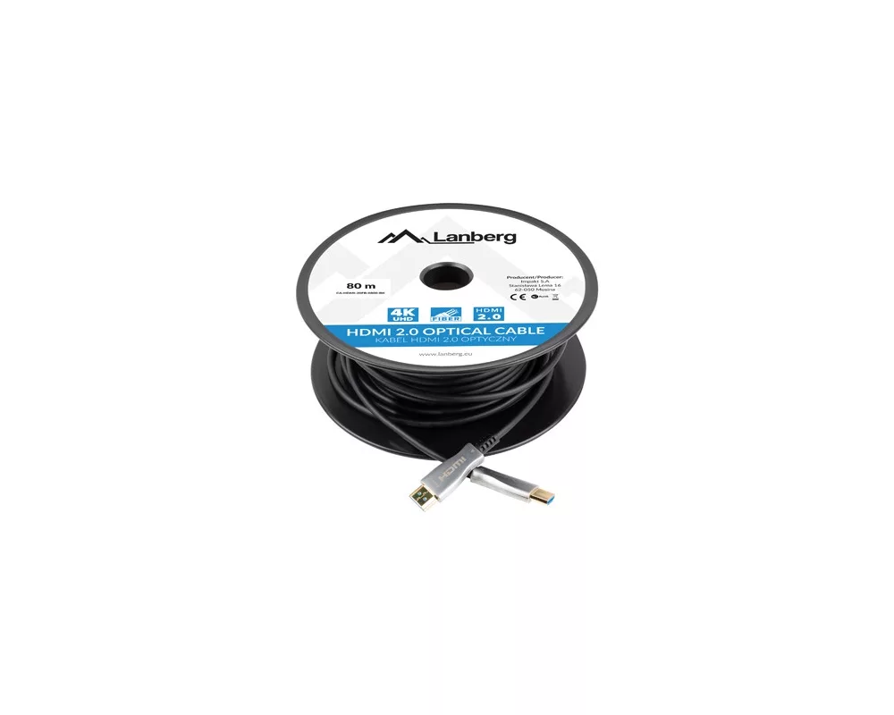 Кабел Lanberg HDMI M/M v2.0 cable 80m optical black aoc 3