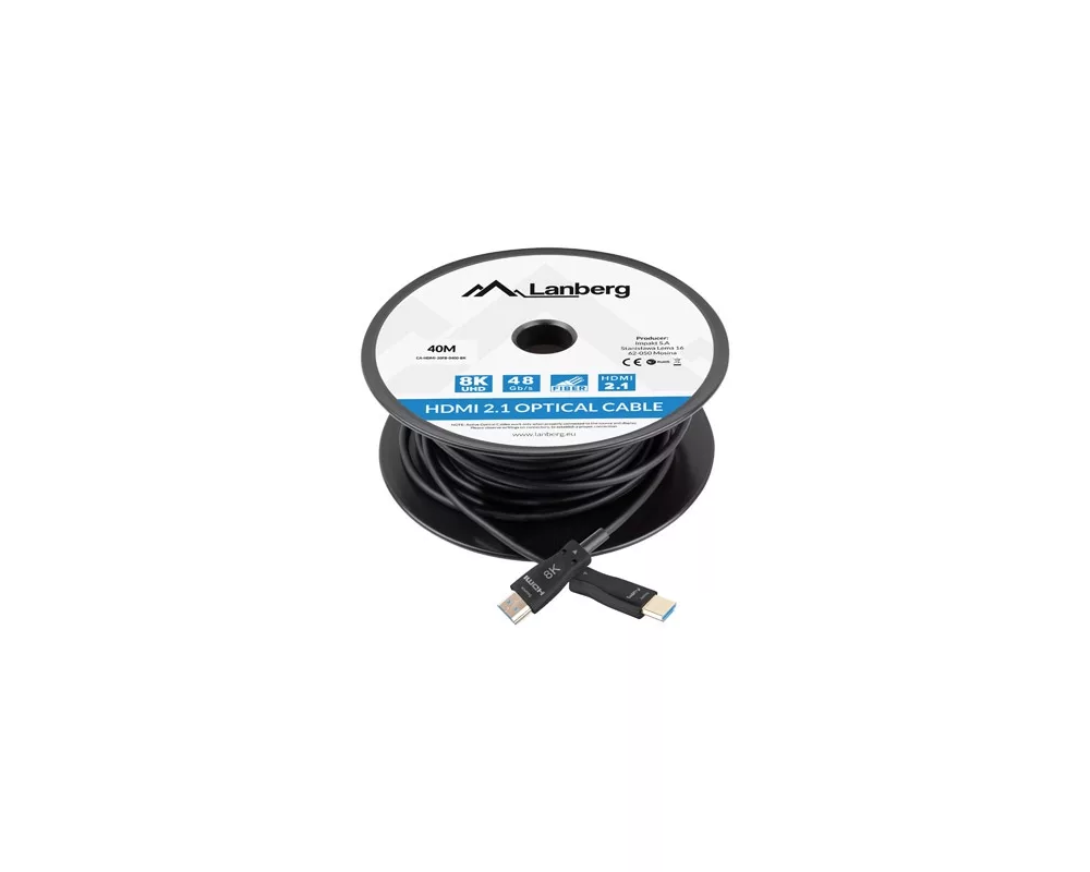 Кабел Lanberg HDMI M/M v2.1 cable 40m optical black aoc 3