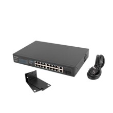  Lanberg switch 16x 100mb poe+/2x 1GB/1x sfp rack 19" unmanaged gigabit ethernet 250w 809436 RSFE-16P-2C-250 на топ цена - PIC.bg