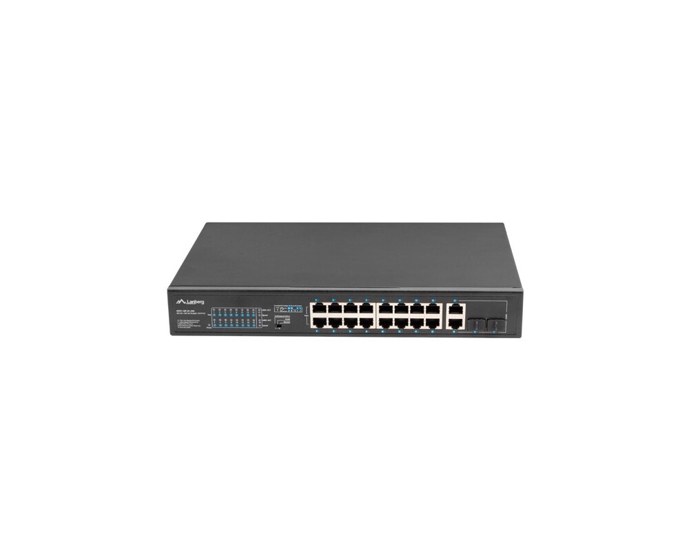 Switch (Комутатор) Lanberg switch 16x 100mb poe+/2x 1GB/1x sfp rack 19" unmanaged gigabit ethernet 250w 3