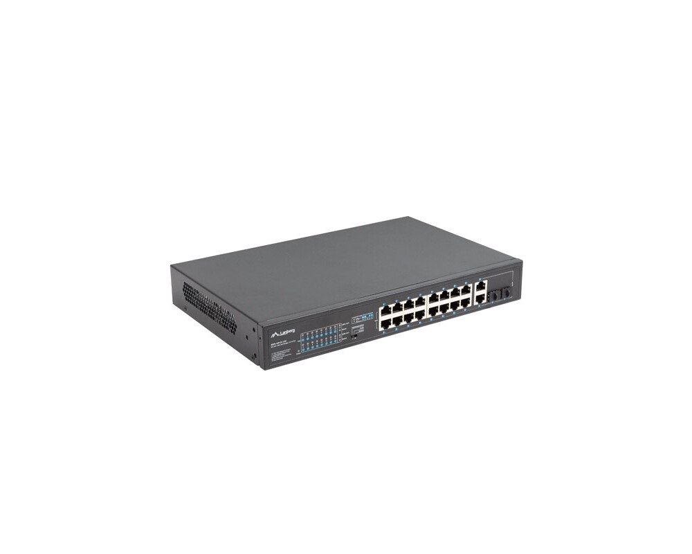 Switch (Комутатор) Lanberg switch 16x 100mb poe+/2x 1GB/1x sfp rack 19" unmanaged gigabit ethernet 250w 4