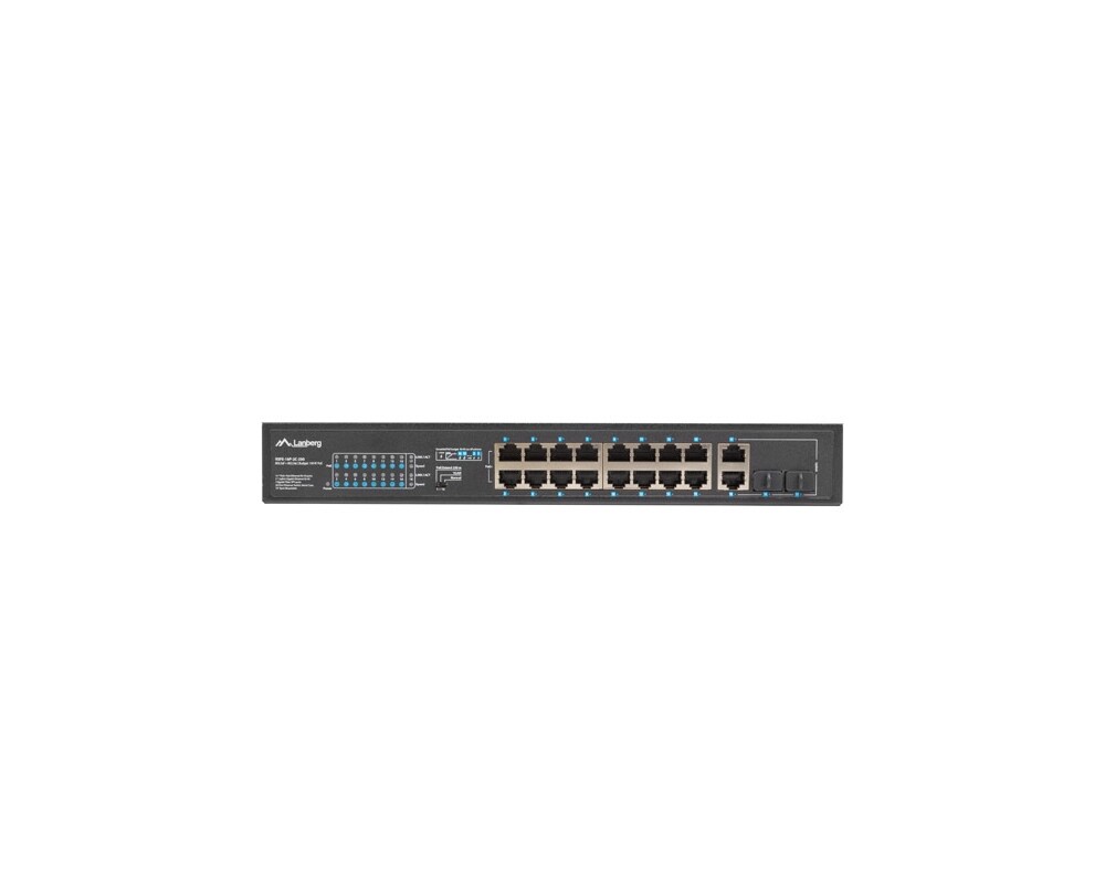 Switch (Комутатор) Lanberg switch 16x 100mb poe+/2x 1GB/1x sfp rack 19" unmanaged gigabit ethernet 250w 7