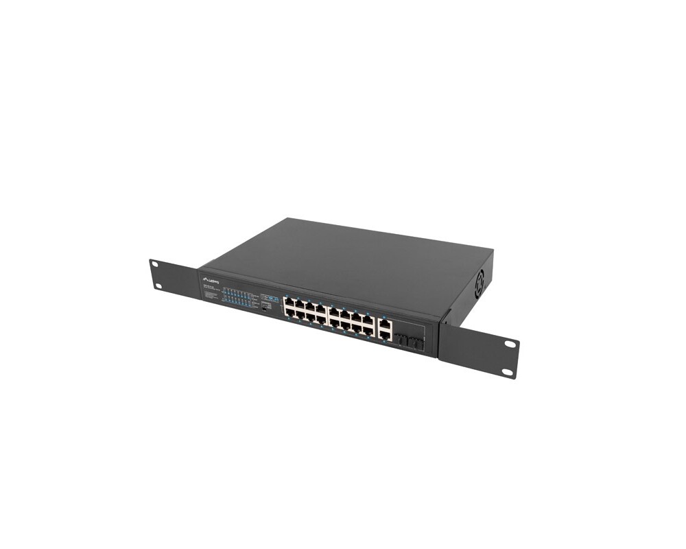 Switch (Комутатор) Lanberg switch 16x 100mb poe+/2x 1GB/1x sfp rack 19" unmanaged gigabit ethernet 250w 6