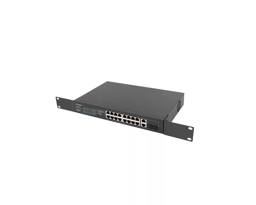 Switch (Комутатор) Lanberg switch 16x 100mb poe+/2x 1GB/1x sfp unmanaged rack 10" & 19" gigabit ethernet 150w 6