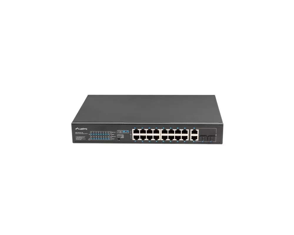 Switch (Комутатор) Lanberg switch 16x 100mb poe+/2x 1GB/1x sfp unmanaged rack 10" & 19" gigabit ethernet 150w 4