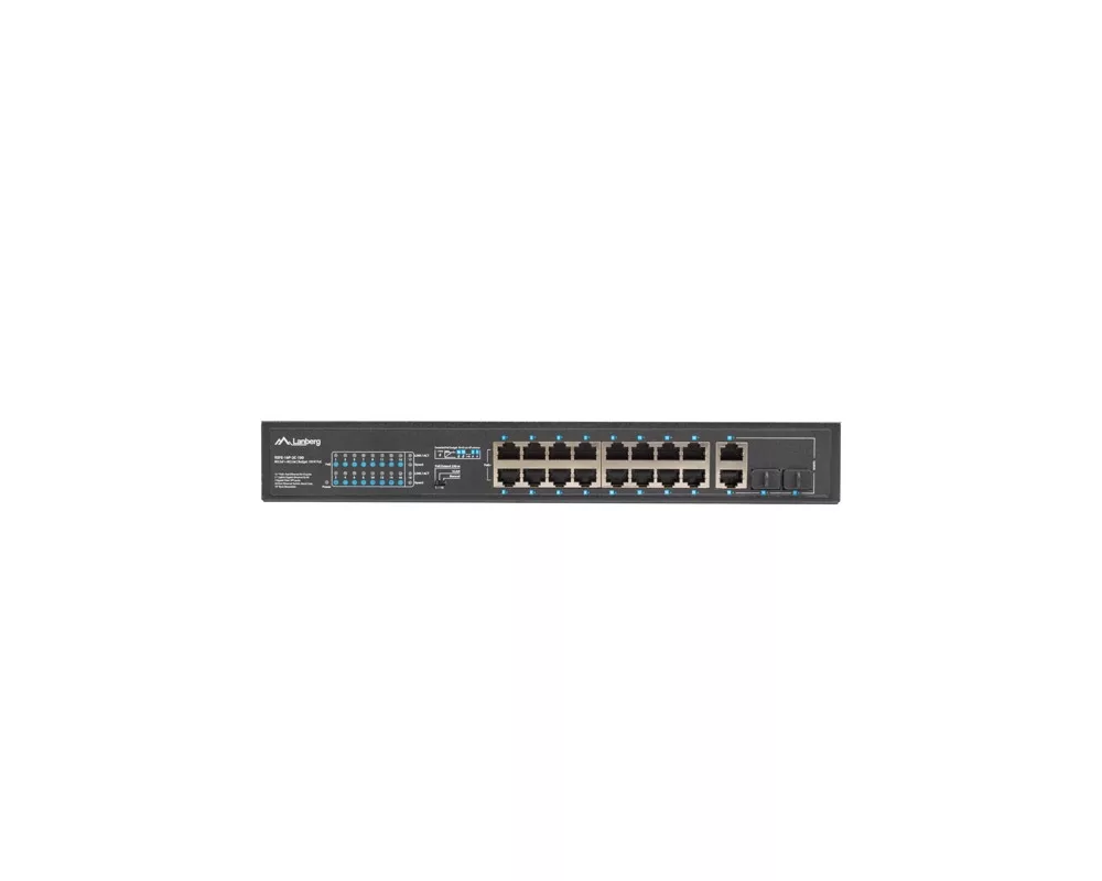 Switch (Комутатор) Lanberg switch 16x 100mb poe+/2x 1GB/1x sfp unmanaged rack 10" & 19" gigabit ethernet 150w 5