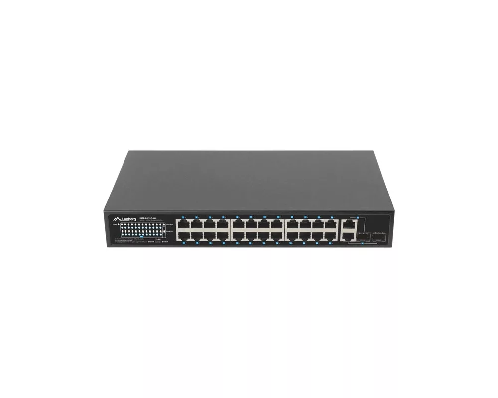Switch (Комутатор) Lanberg switch 24x 100mb poe+/2x combo rack 19" gigabit ethernet 360w v2 3