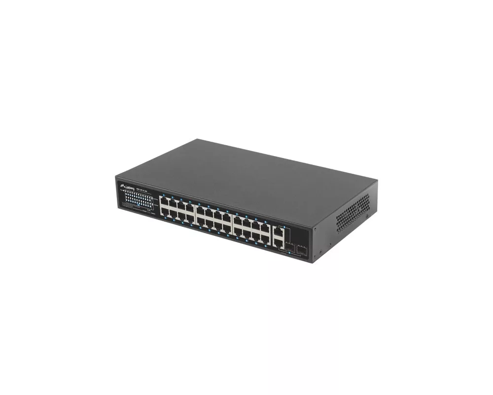 Switch (Комутатор) Lanberg switch 24x 100mb poe+/2x combo rack 19" gigabit ethernet 360w v2 5
