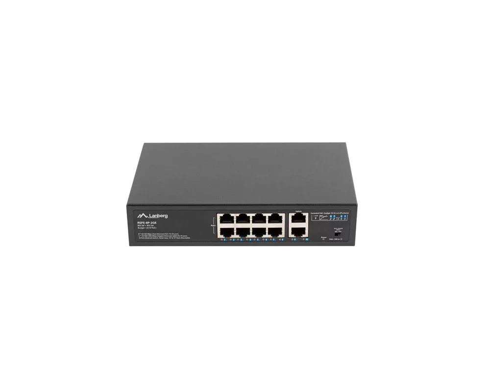 Switch (Комутатор) Lanberg switch 8x 100mb poe+/2x 1GB unmanaged rack 10"/19" gigabit ethernet 120w 4
