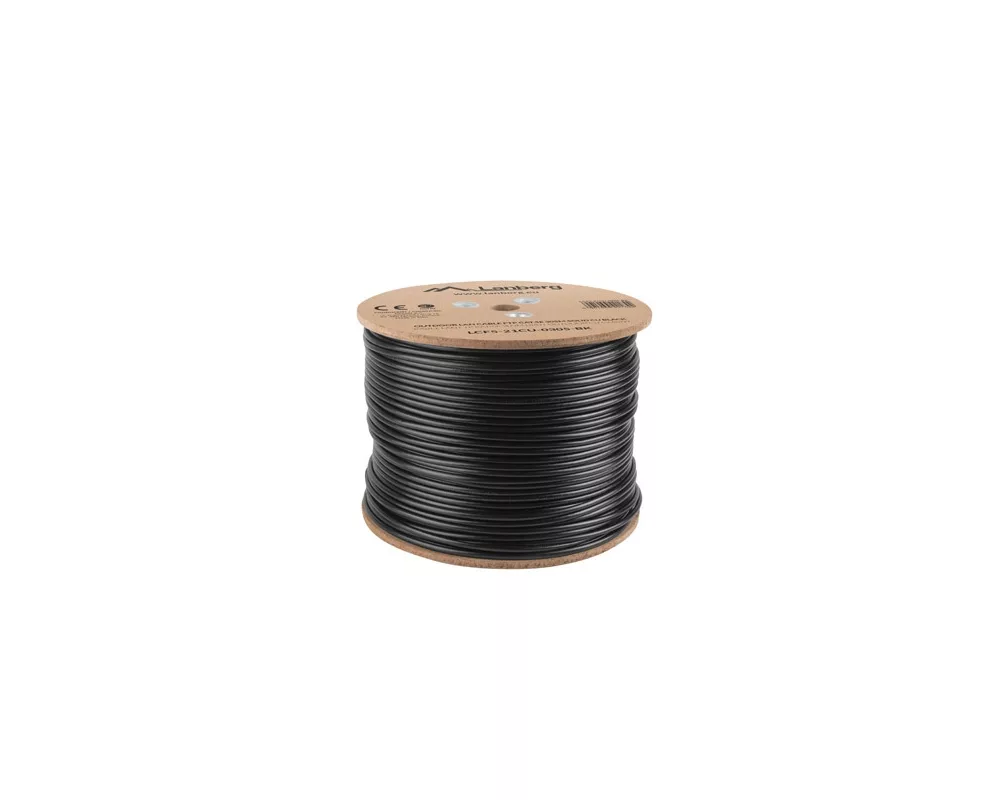 Кабел Lanberg LAN cable CAT.5e ftp 305m solid outdoor cu black fluke passed 3