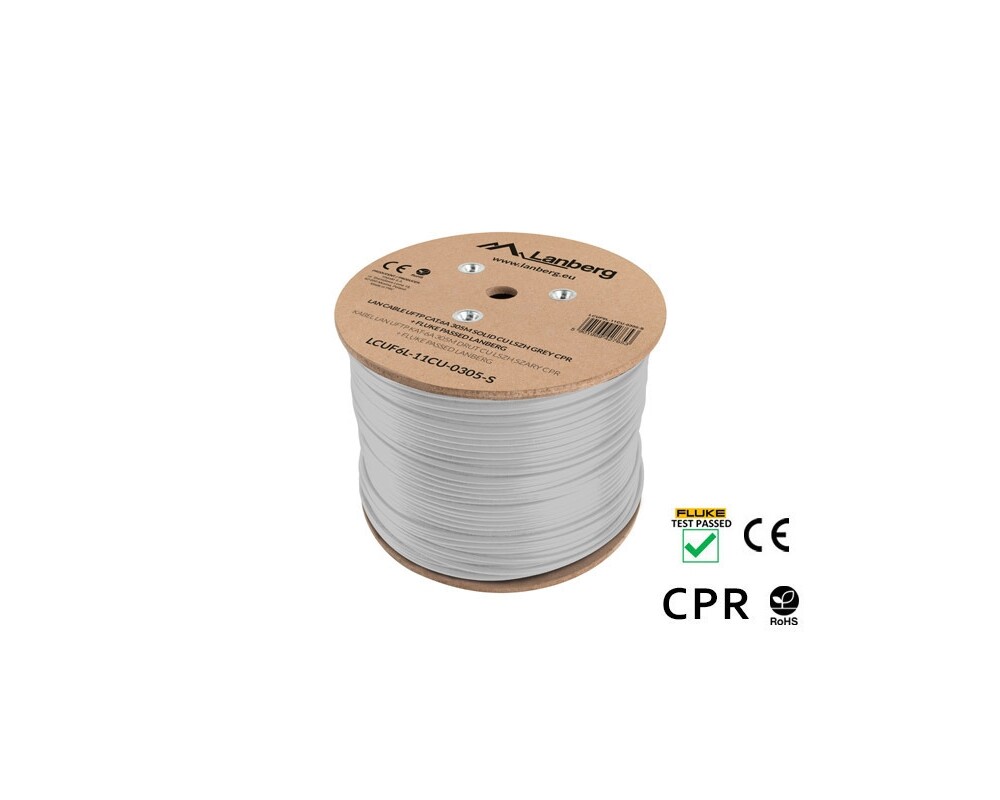 Кабел Lanberg LAN cable CAT.6a uftp 305m solid cu lszh grey cpr + fluke passed 2