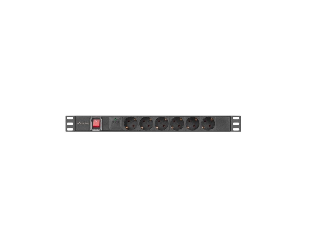 Разклонител Lanberg power distribution unit (pdu) 19" 1U 16a 2m 6x schuko outlets black 5