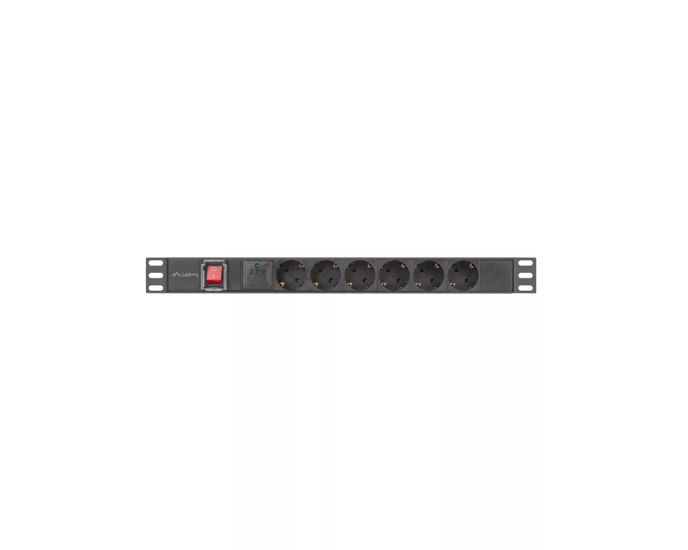 Разклонител Lanberg power distribution unit (pdu) 19" 1U 16a 2m 6x schuko outlets black 5