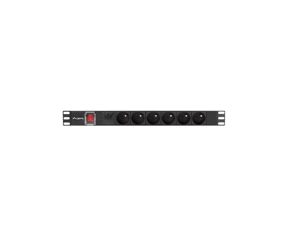 Разклонител Lanberg power distribution unit (pdu) 19" 1U 16a 6x french outlets 2m black 2