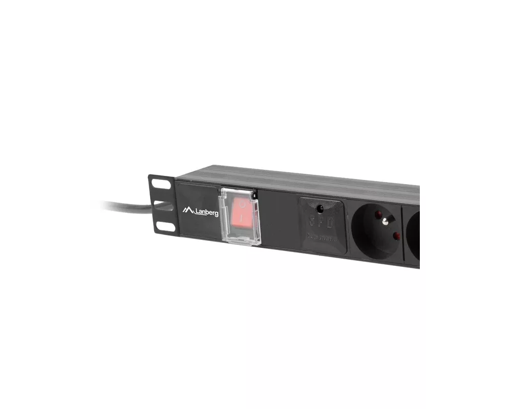 Разклонител Lanberg power distribution unit (pdu) 19" 1U 16a 6x french outlets 2m black 3