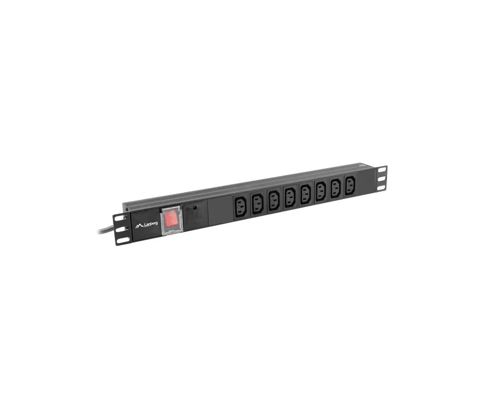 Разклонител Lanberg power distribution unit (pdu) 19" 1U 16a 2m 8x iec c13 sockets black c20 5