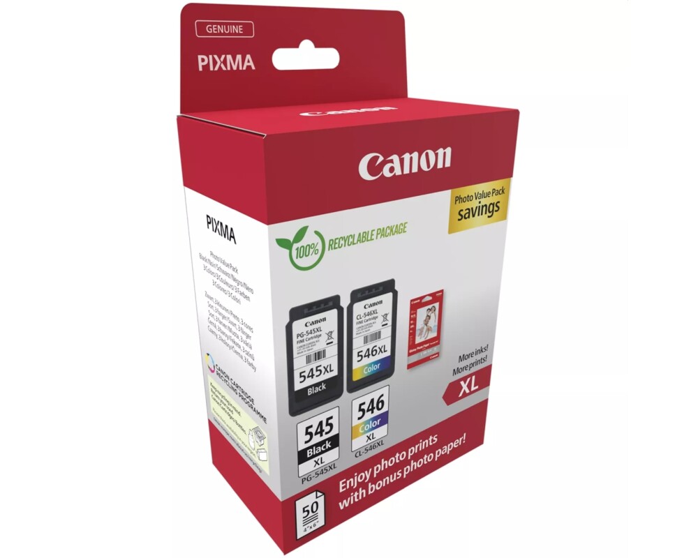 Мастило Canon PG-545XL/CL-546XL PVP + Canon Plus Glossy II PP-201 2