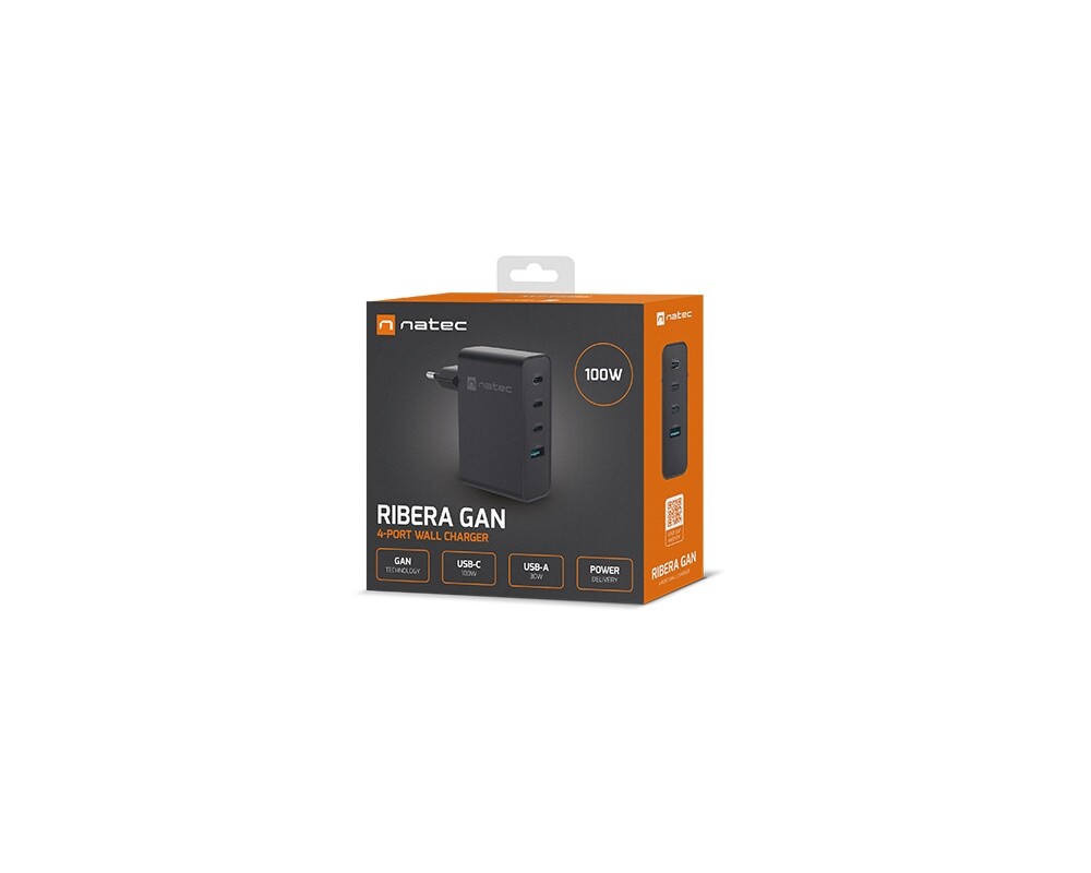 Адаптери Natec USB Charger Ribera 3X USB-C + 1x USB-A 100W 7