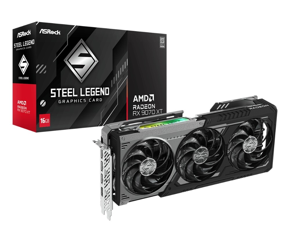 Видеокарта ASROCK AMD Radeon RX 9070 XT Steel Legend Dark 16GB GDDR6 16
