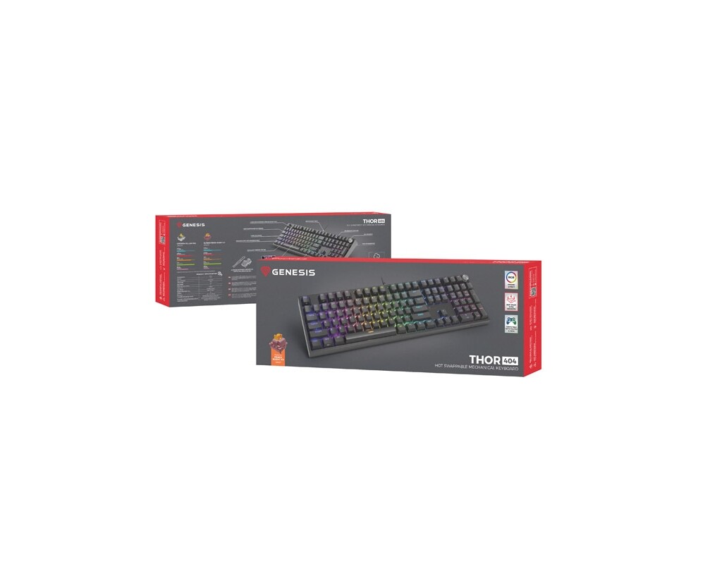 Клавиатура Genesis Mechanical Gaming Keyboard Thor 404 Black RGB Backlight Outemu Peach Silent 8