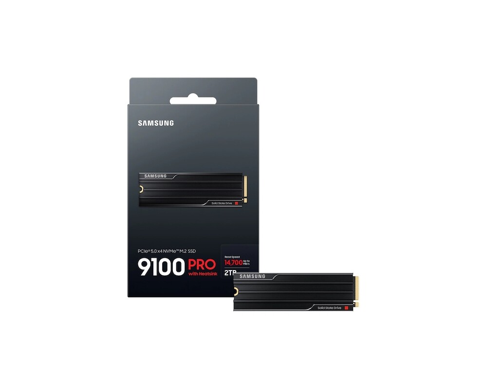 SSD 2TB Samsung SSD 9100 PRO Heatsink PCIe 5.0 NVMe 2.0 M.2  Read 14700 MB/s Write 13400 MB/s 3