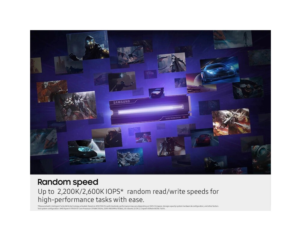 SSD 2TB Samsung SSD 9100 PRO Heatsink PCIe 5.0 NVMe 2.0 M.2  Read 14700 MB/s Write 13400 MB/s 5