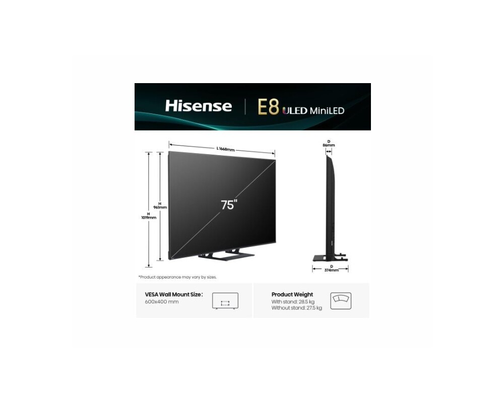 Телевизор Hisense 75" E8Q 2