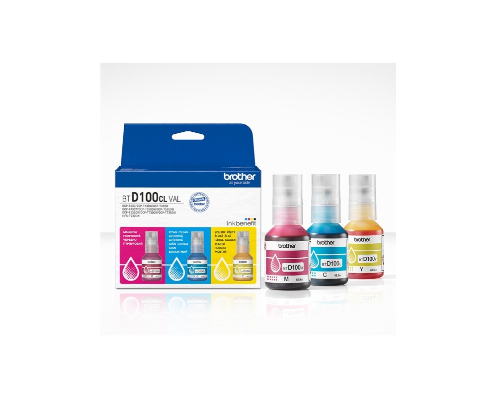 Мастило Brother BTD100CLVAL Brother Coloured Multipack Ink Bottles 3
