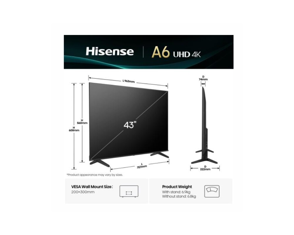 Телевизор Hisense 43" A6Q 2