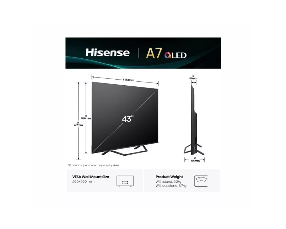 Телевизор Hisense 43" A7Q 2
