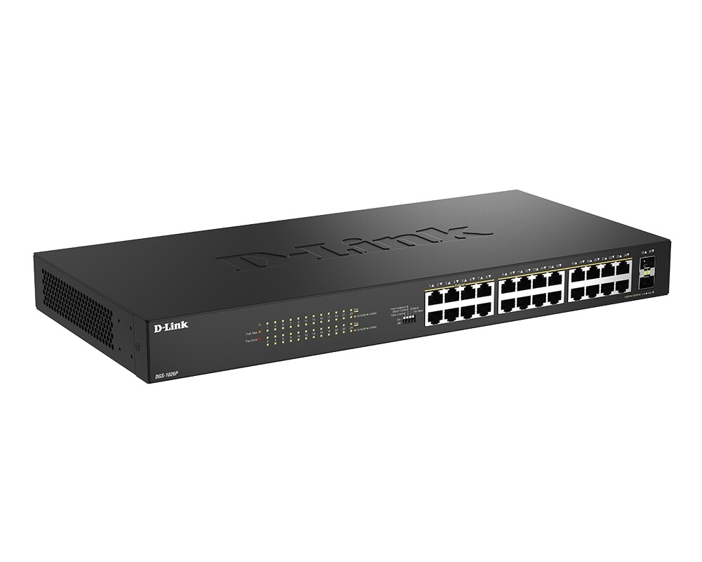 Switch (Комутатор) D-Link 24-Port Desktop Gigabit PoE Switch with 2 x 100/1000Mbps Combo Ports 2