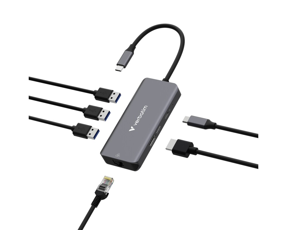 USB хъб Verbatim USB-C Essentials Multiport Hub 6 Port with RJ45 3