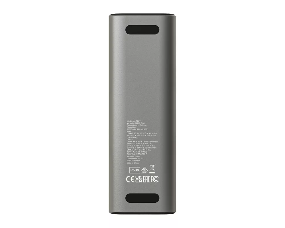 Външна батерия Verbatim Charge 'n' Go Power Bank 27000mAh 183W Grey 3