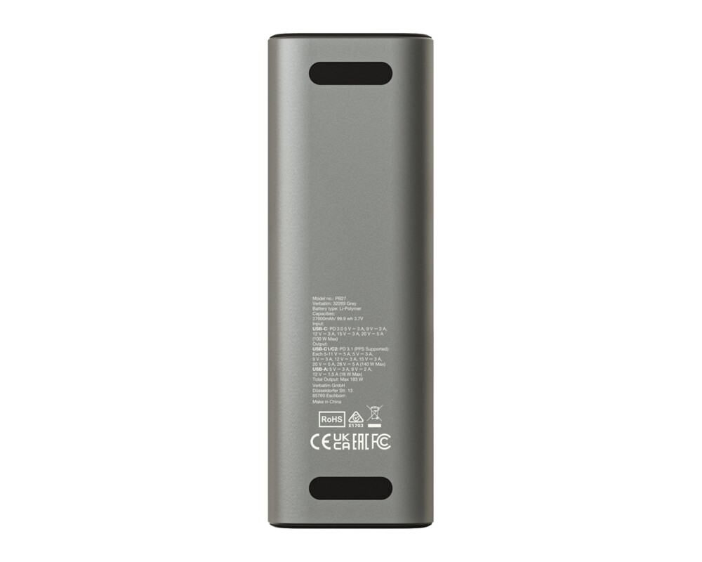 Външна батерия Verbatim Charge 'n' Go Power Bank 27000mAh 183W Grey 3
