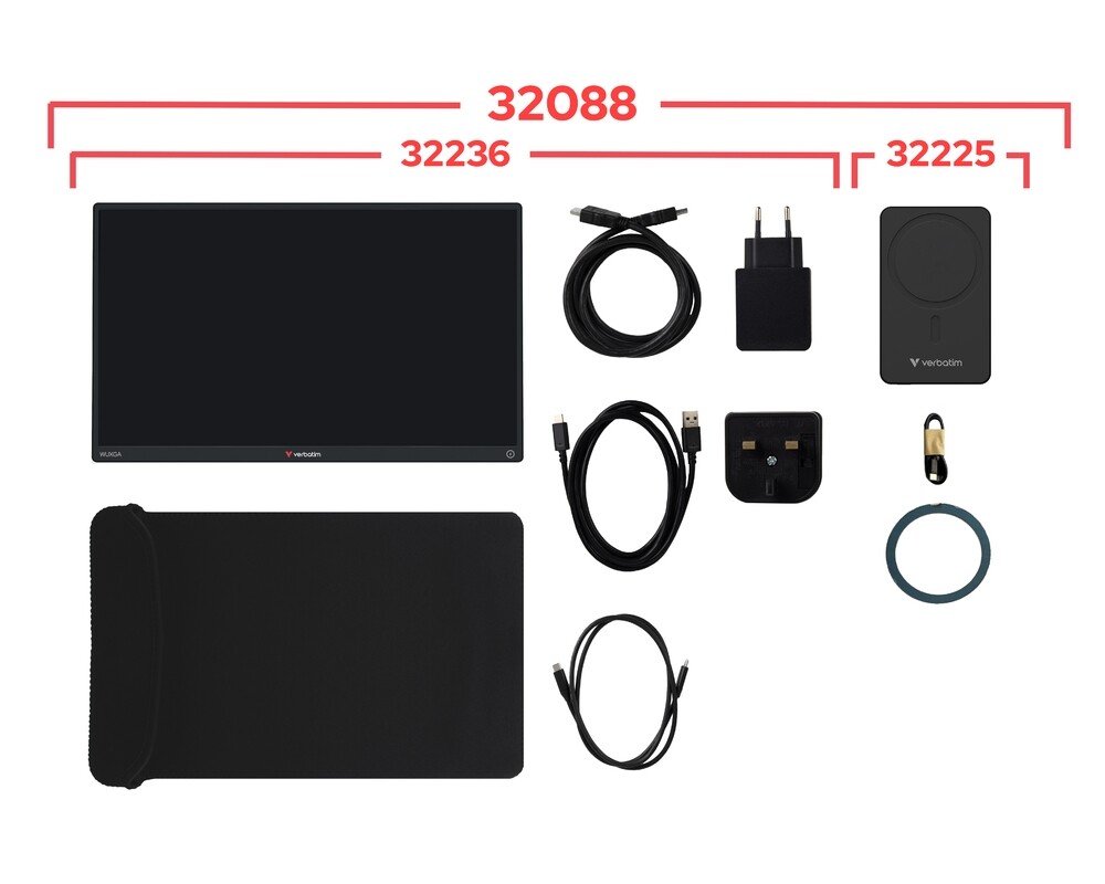 Монитор Verbatim Portable 14" FHD Touch Monitor LIGHT with Wireless Power Supply incl. Power Bank 5000mAh 8