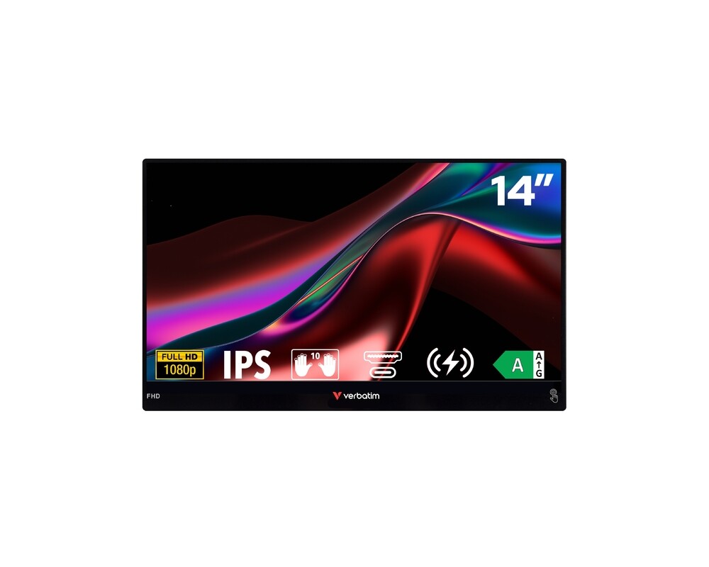Монитор Verbatim Portable 14" FHD Touch Monitor LIGHT with Wireless Power Supply incl. Power Bank 5000mAh 2