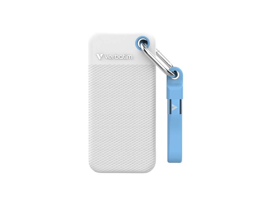 SSD Verbatim Pocket SSD USB 3.2 Gen 2 1TB White/Light Blue incl. two rubber sleeves 2