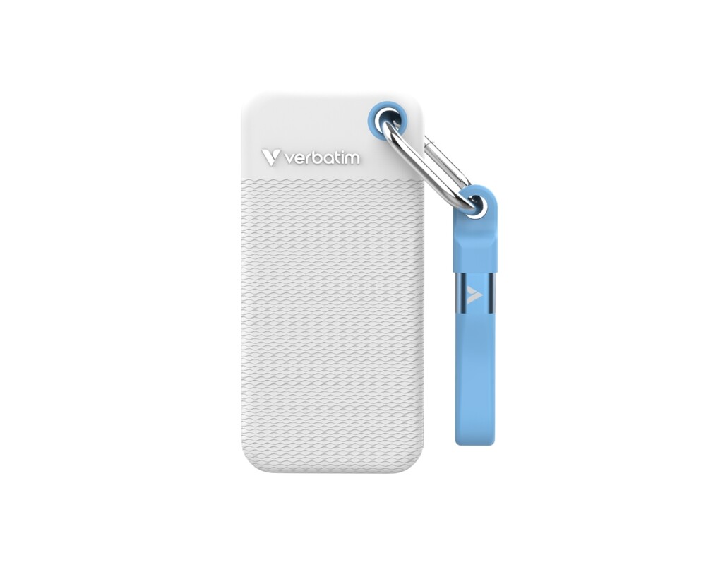 SSD Verbatim Pocket SSD USB 3.2 Gen 2 2TB White/Light Blue incl. two rubber sleeves 2
